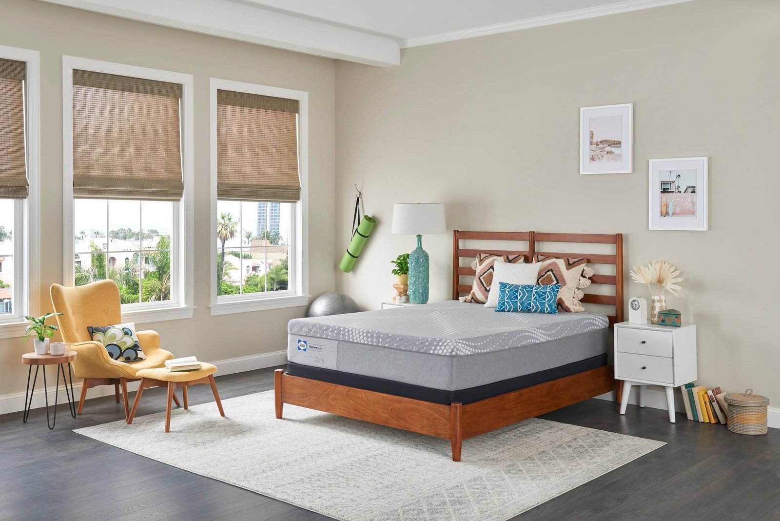 Bedroom with a Sealy mattress